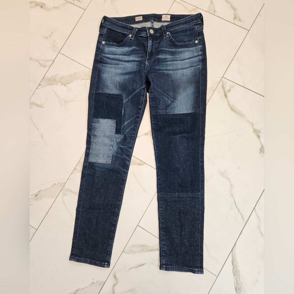 AG Adriano Goldschmied Stevie Straight Ankle Patchwork Jeans Size 27